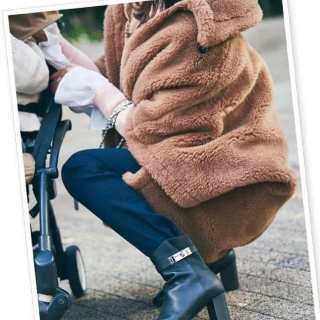 美品　マックスマーラ　MAX MARA　TEBE　テディケープ　F　キャメル