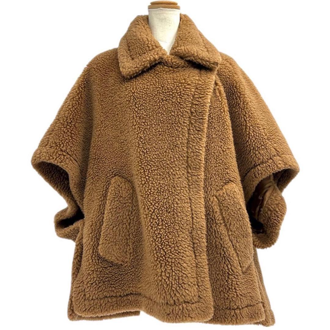 美品　マックスマーラ　MAX MARA　TEBE　テディケープ　F　キャメル