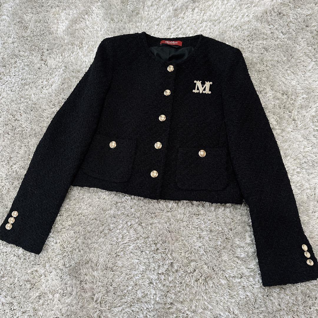 MAXMARA STUDIO マックスマーラ ブラック　ツイード　ジャケット