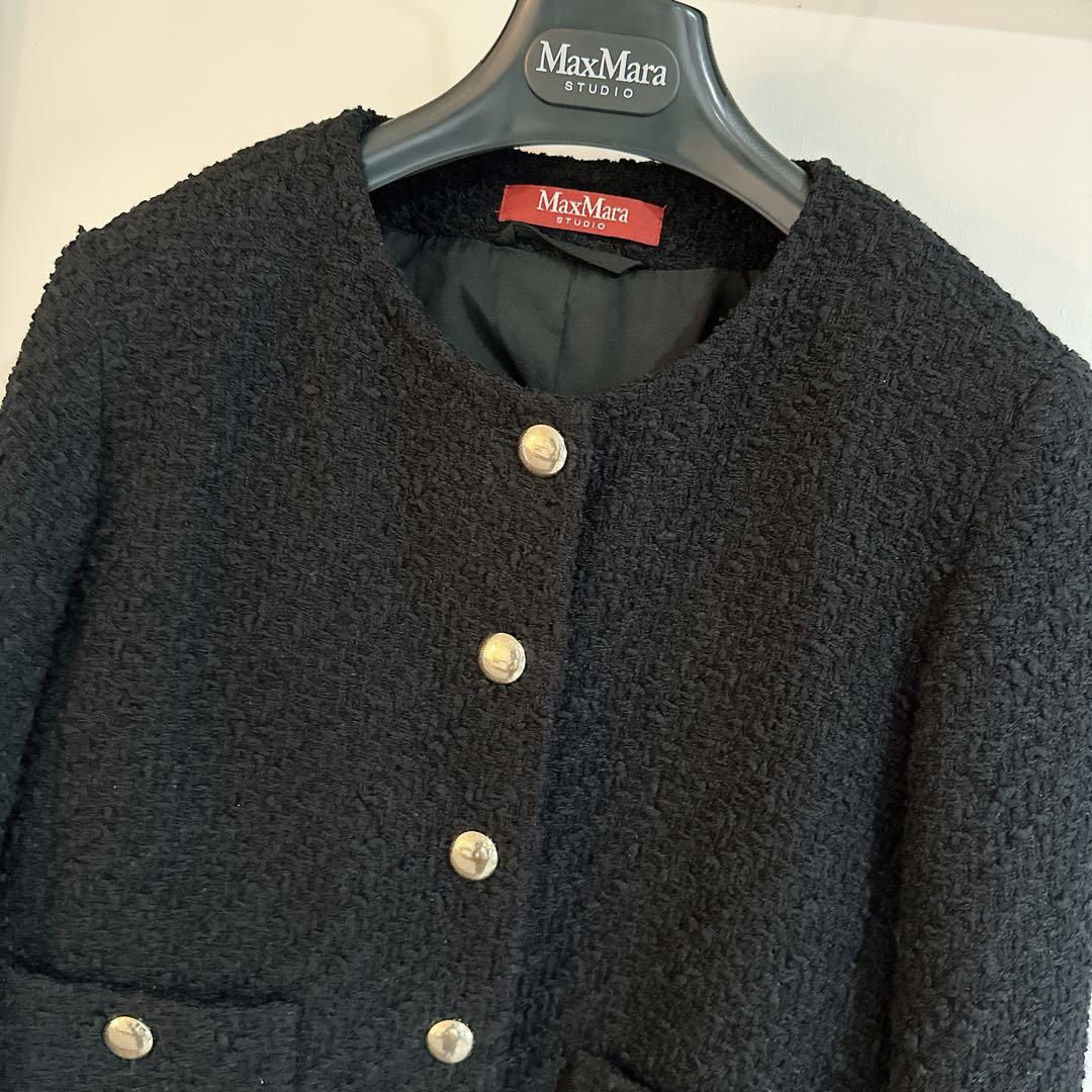 MAXMARA STUDIO マックスマーラ ブラック　ツイード　ジャケット