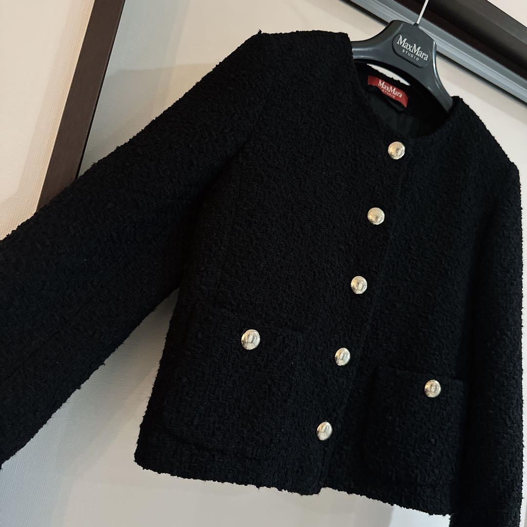 MAXMARA STUDIO マックスマーラ ブラック　ツイード　ジャケット