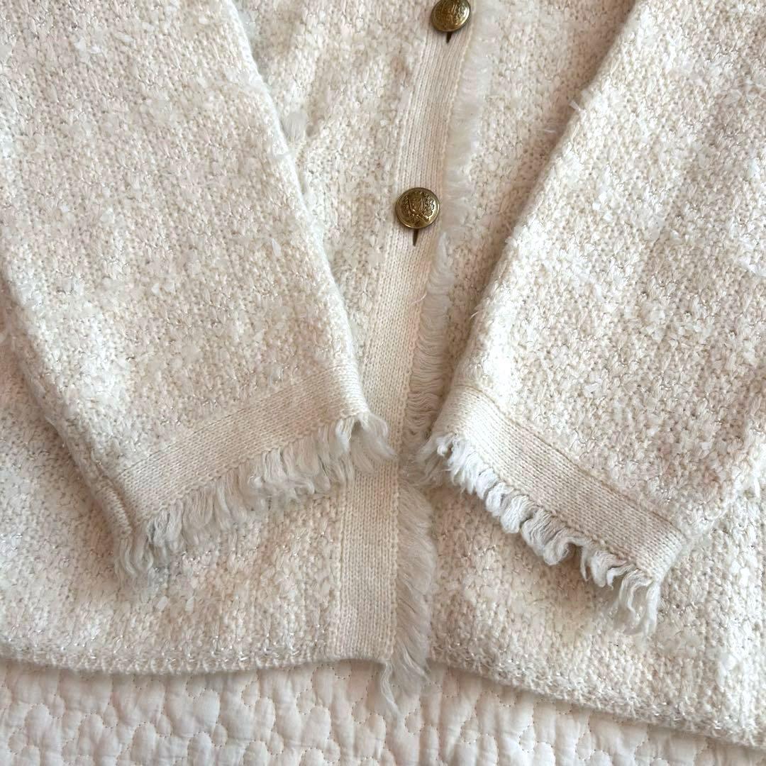 美品♡ Whim Gazette ツイードニットノーカラージャケット 金ボタン