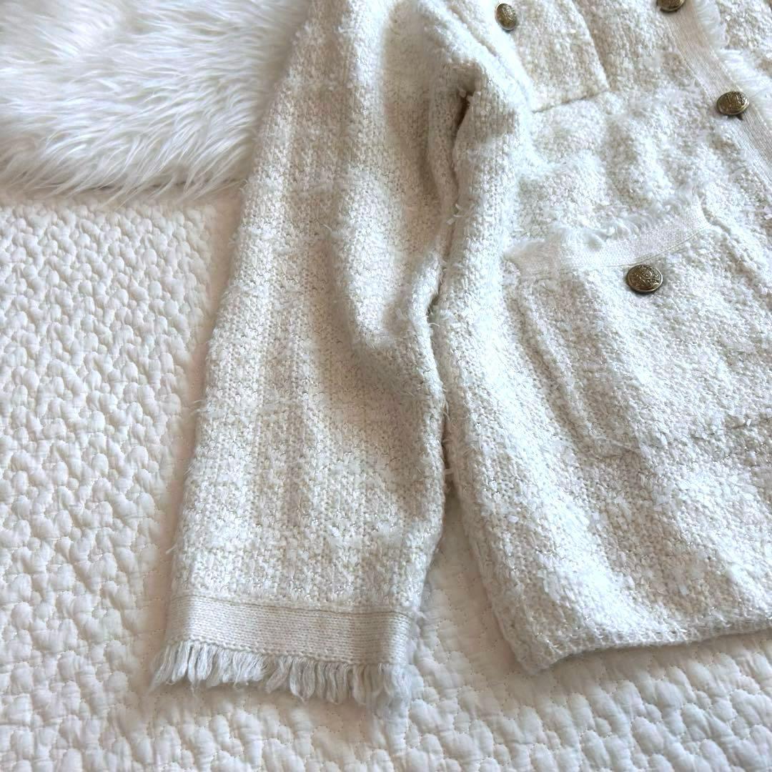 美品♡ Whim Gazette ツイードニットノーカラージャケット 金ボタン