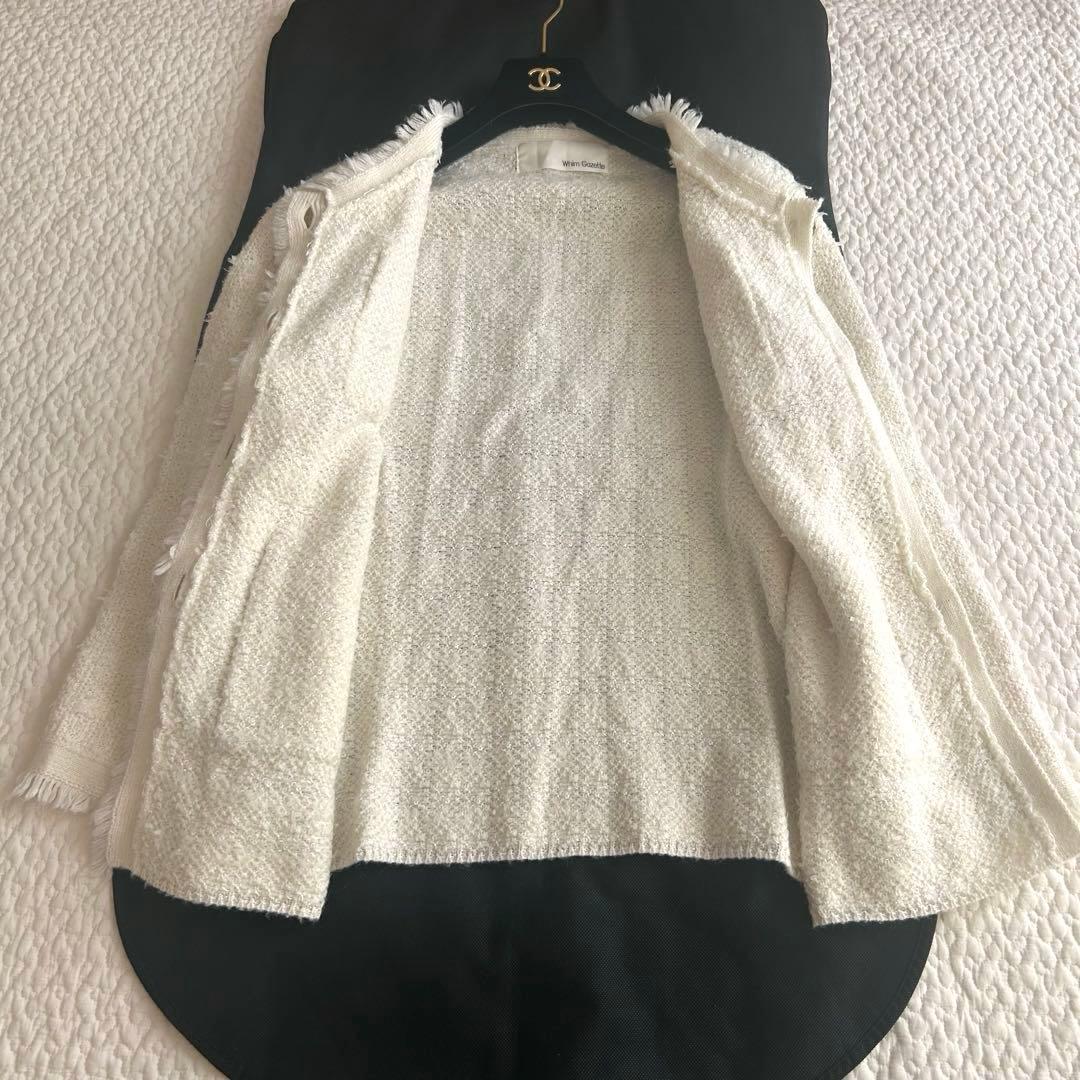 美品♡ Whim Gazette ツイードニットノーカラージャケット 金ボタン