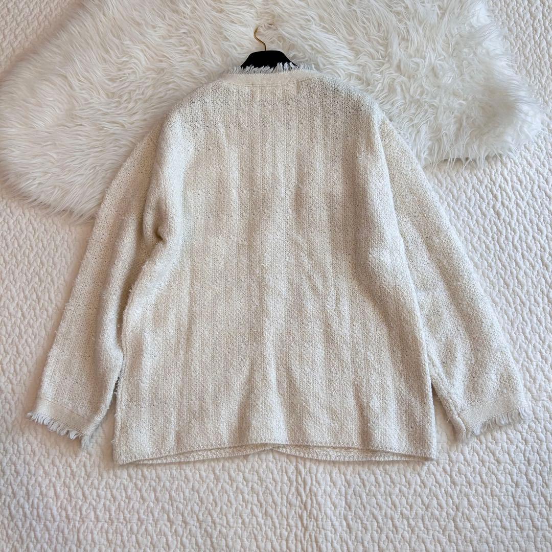 美品♡ Whim Gazette ツイードニットノーカラージャケット 金ボタン