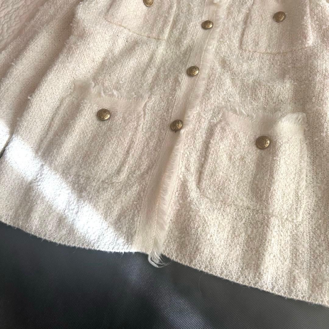 美品♡ Whim Gazette ツイードニットノーカラージャケット 金ボタン