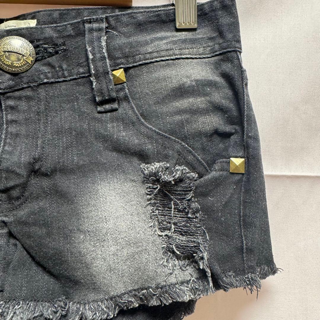 GARULA 黒 ショートパンツ スタッズ付きポケット 平成ギャル ダメージ
