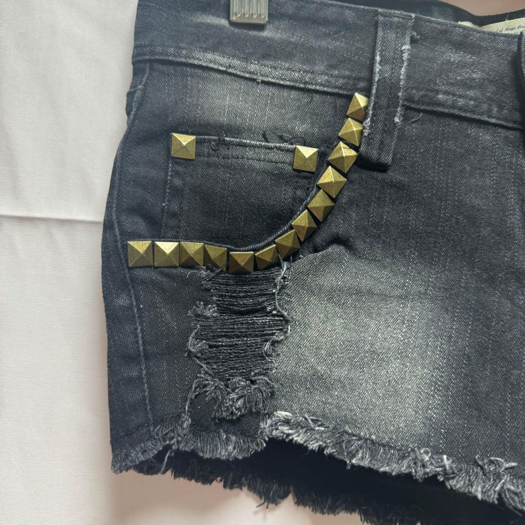 GARULA 黒 ショートパンツ スタッズ付きポケット 平成ギャル ダメージ