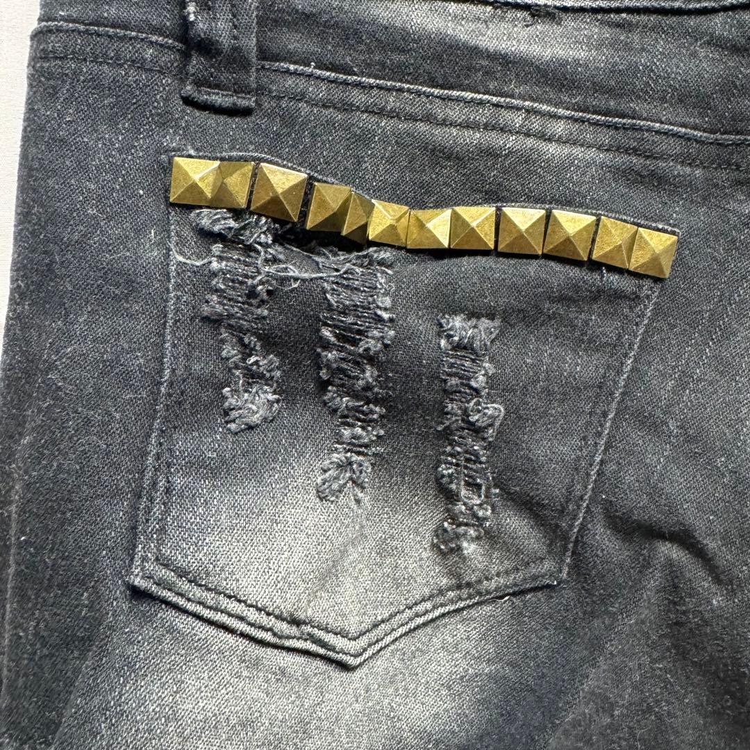 GARULA 黒 ショートパンツ スタッズ付きポケット 平成ギャル ダメージ