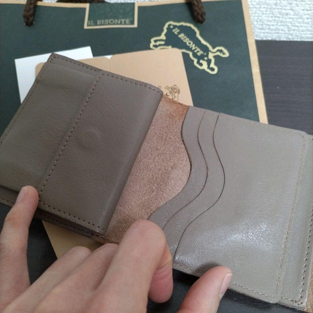 Xさま専用 新品 イルビゾンテ 本革 コンパクト ウォレット 折り財布 グレー