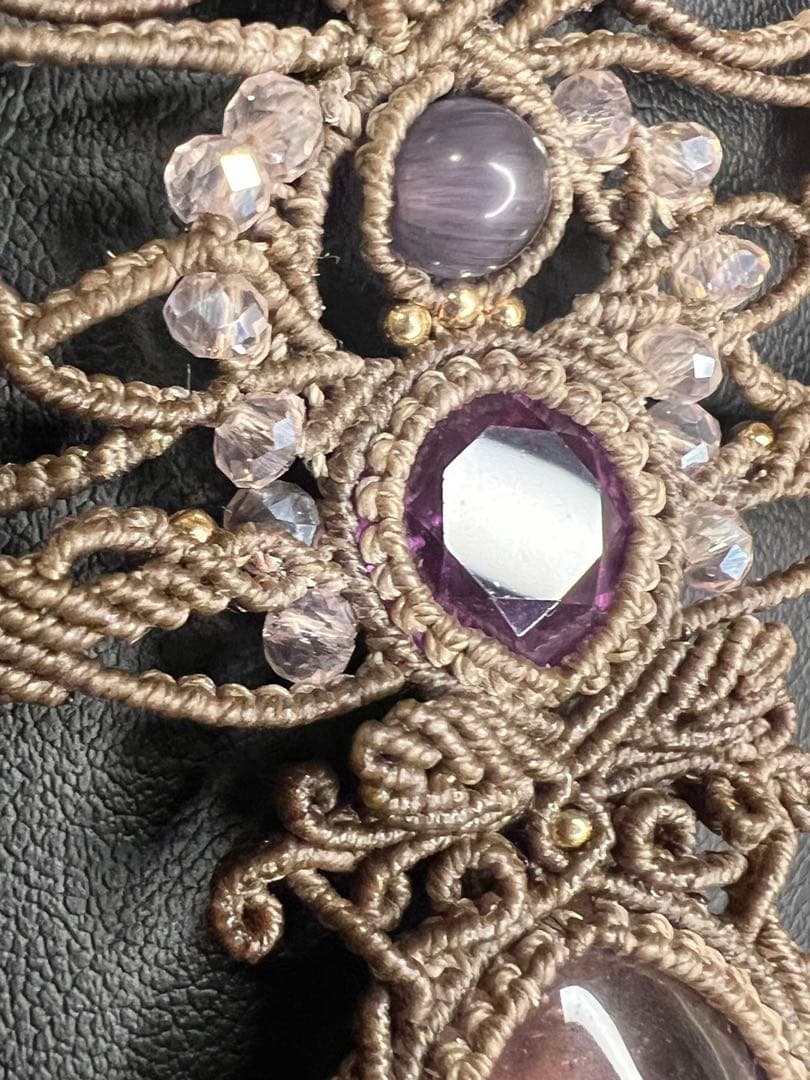 【handmade】マクラメ× アメトリン × アメシスト ネックレス