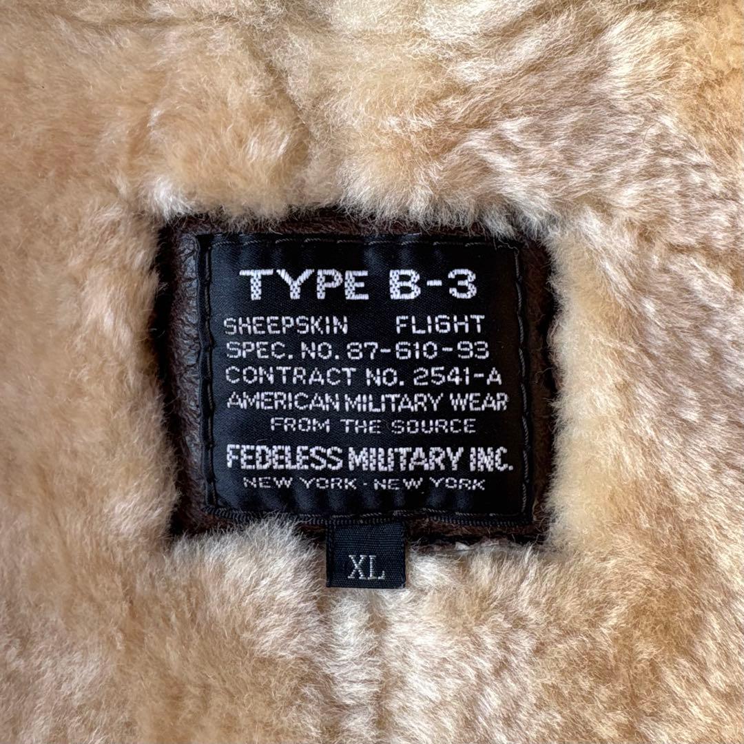 FEDELESS MILITARY INC. 極上 ムートン B-3 羊革 XL