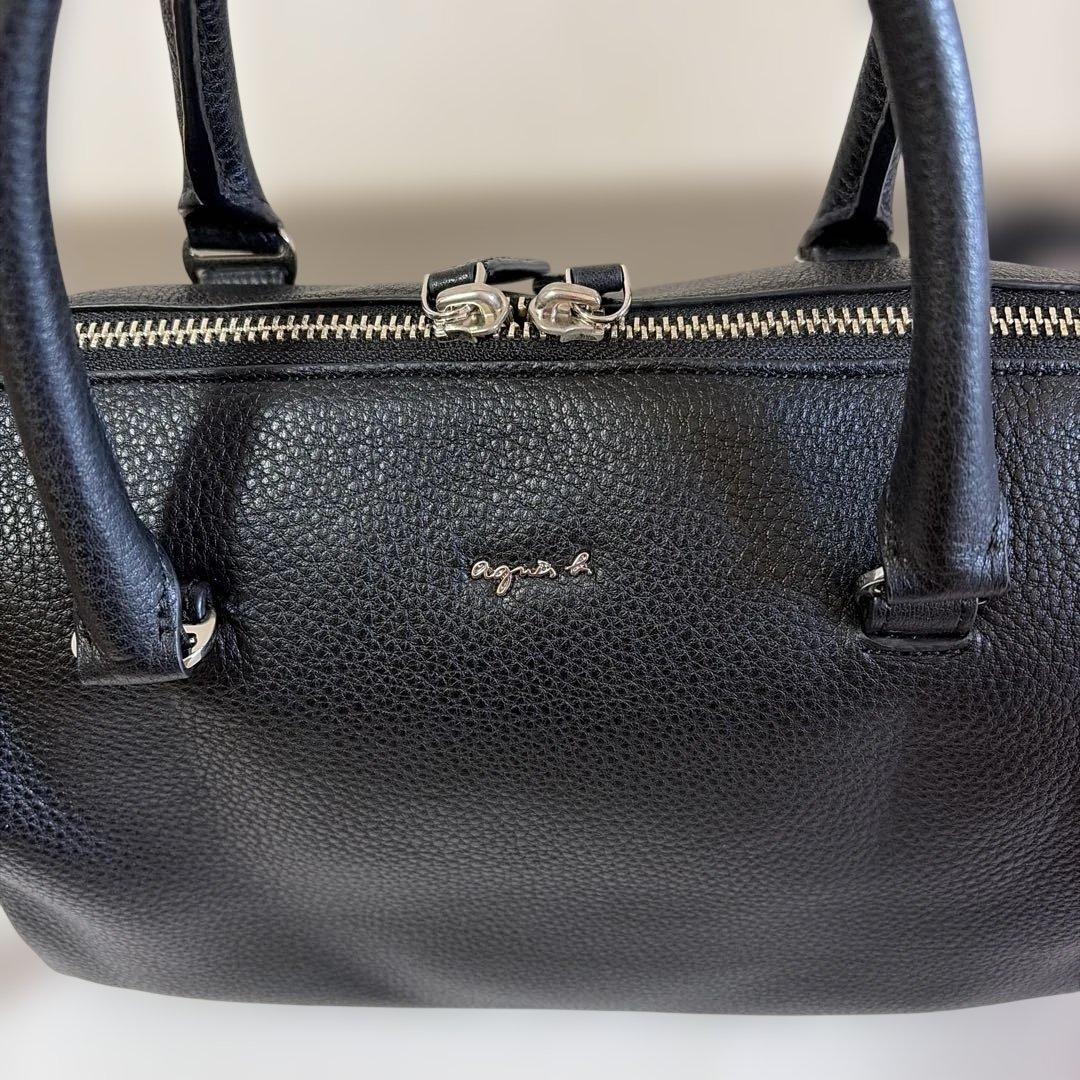 agasa h ブラックレザーショルダーバッグ