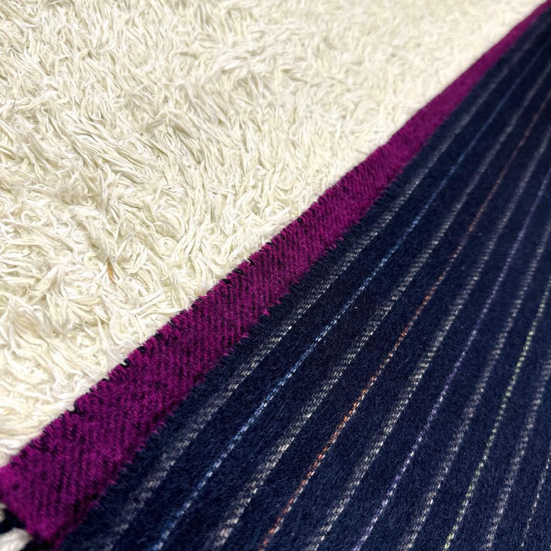 美品✨ポールスミス　カシミヤ100% マルチストライプ　黒ボルドー　リバーシブル