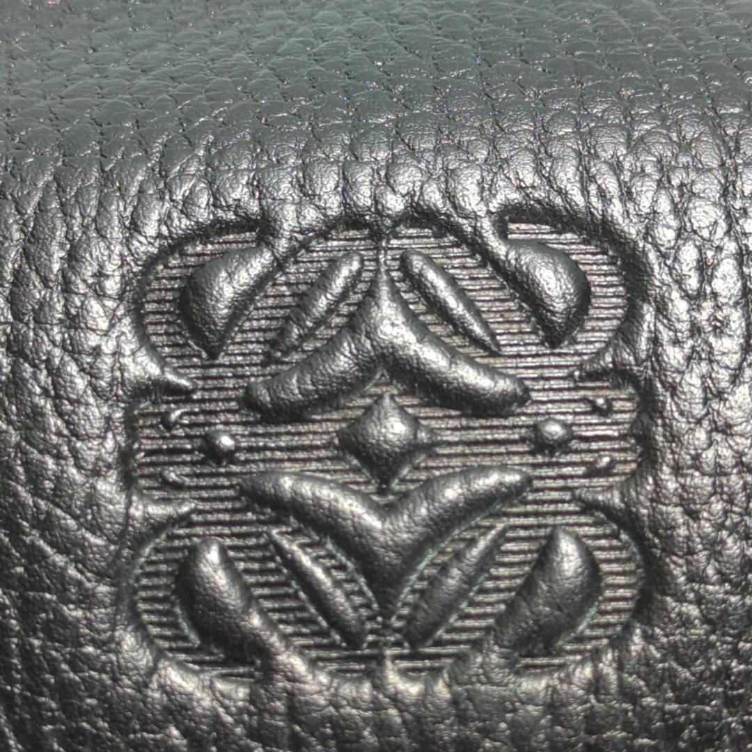[美品] LOEWE ロエベ アナグラム レザー ブラック ショルダーバッグ