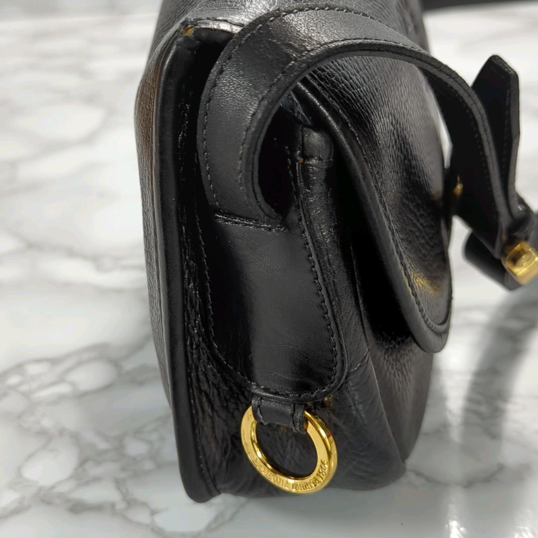 [美品] LOEWE ロエベ アナグラム レザー ブラック ショルダーバッグ
