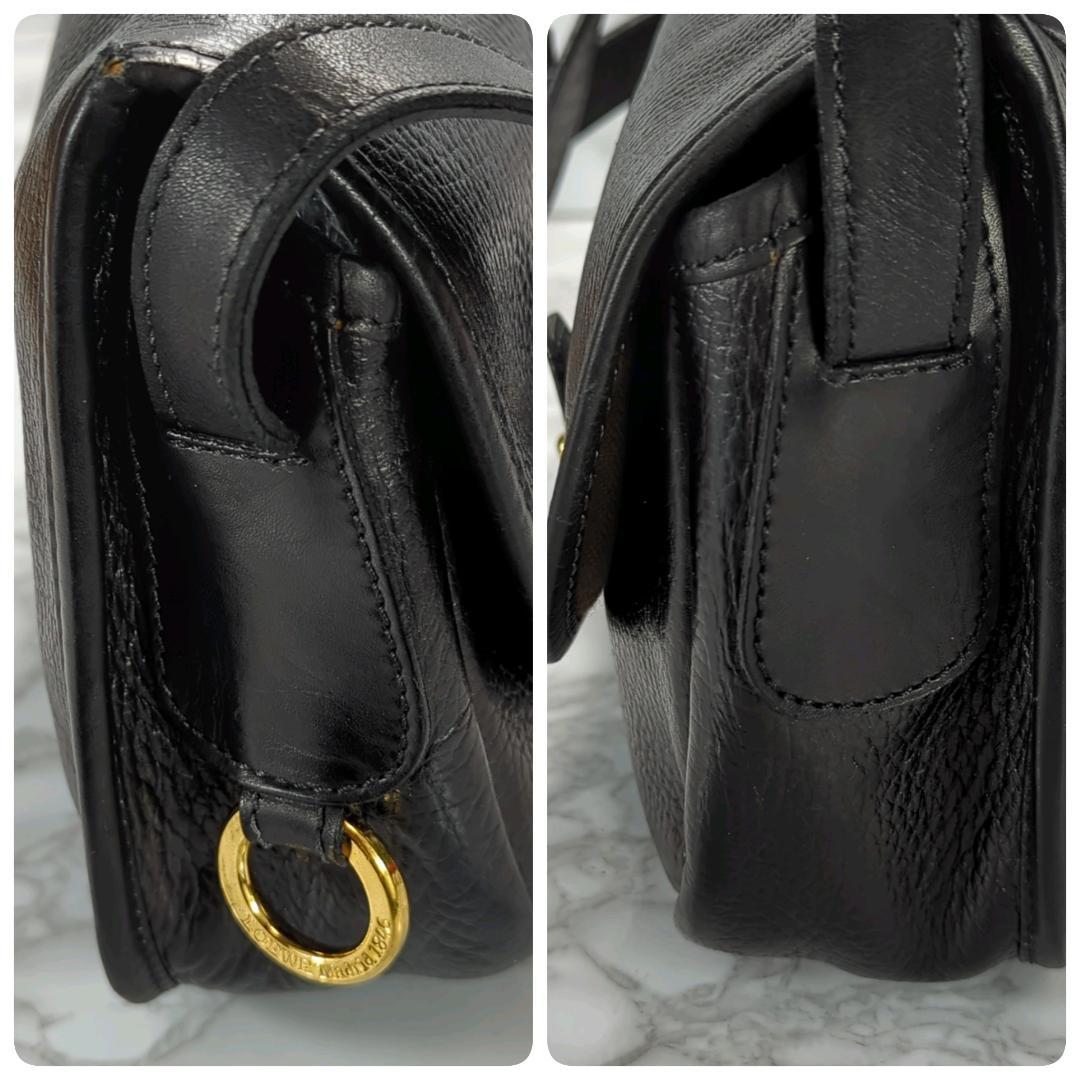 [美品] LOEWE ロエベ アナグラム レザー ブラック ショルダーバッグ