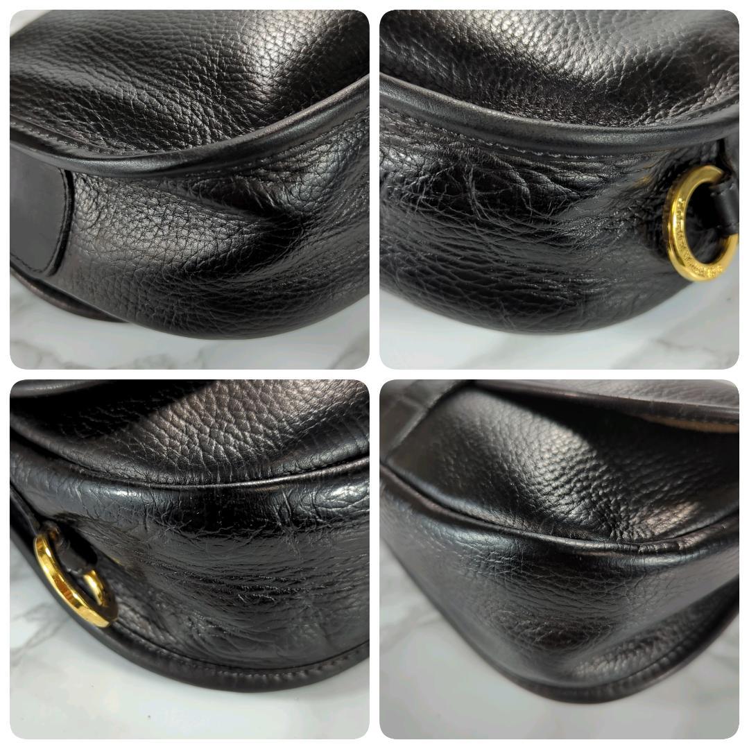 [美品] LOEWE ロエベ アナグラム レザー ブラック ショルダーバッグ