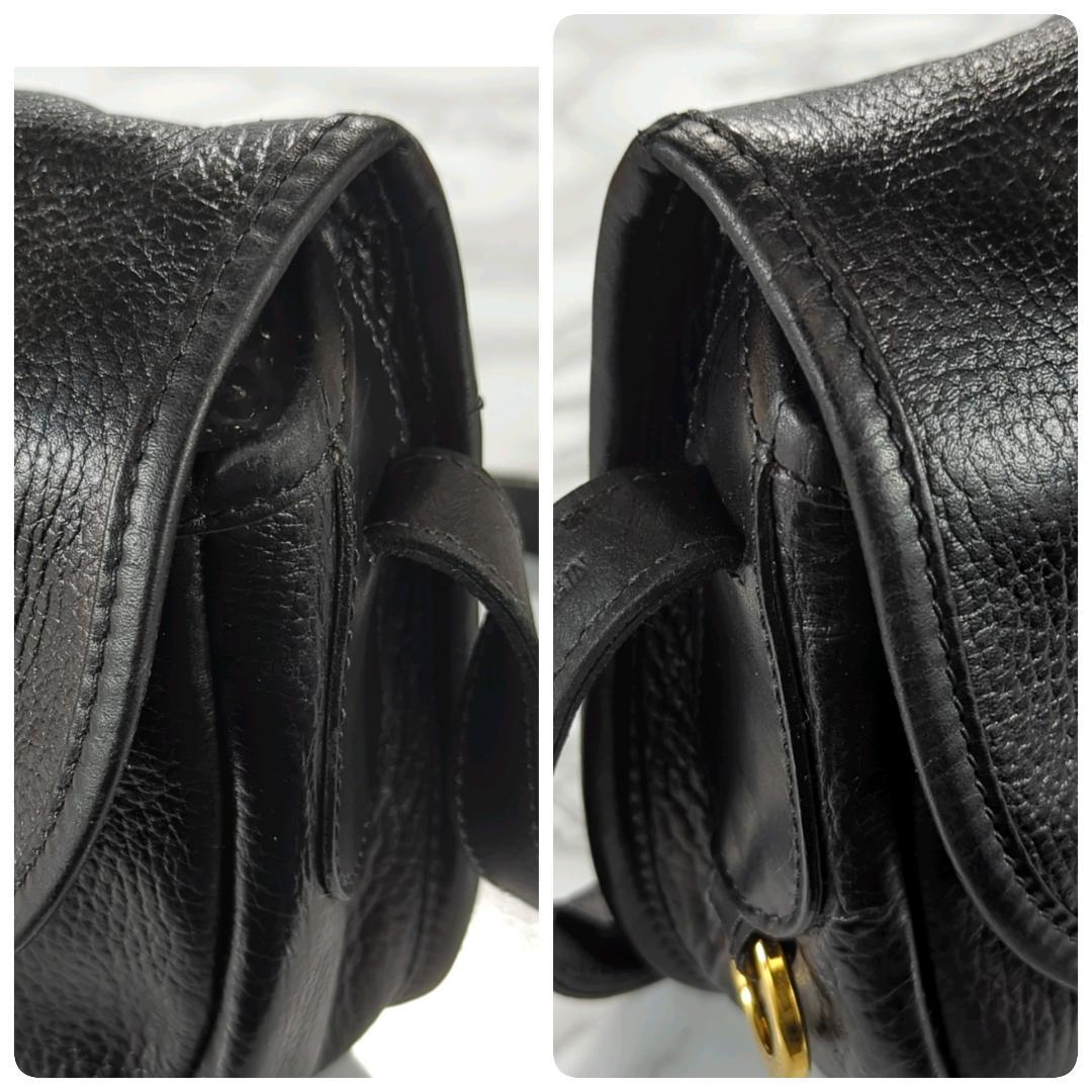 [美品] LOEWE ロエベ アナグラム レザー ブラック ショルダーバッグ