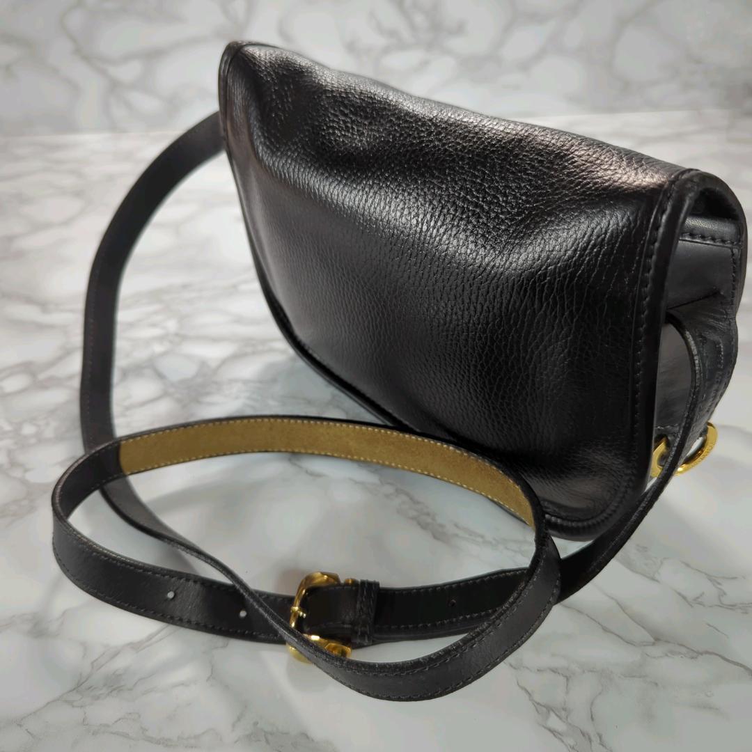 [美品] LOEWE ロエベ アナグラム レザー ブラック ショルダーバッグ