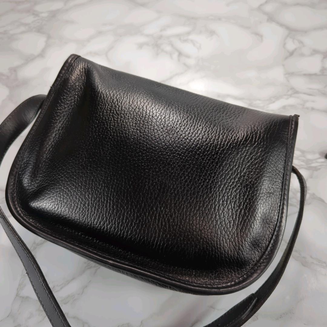 [美品] LOEWE ロエベ アナグラム レザー ブラック ショルダーバッグ