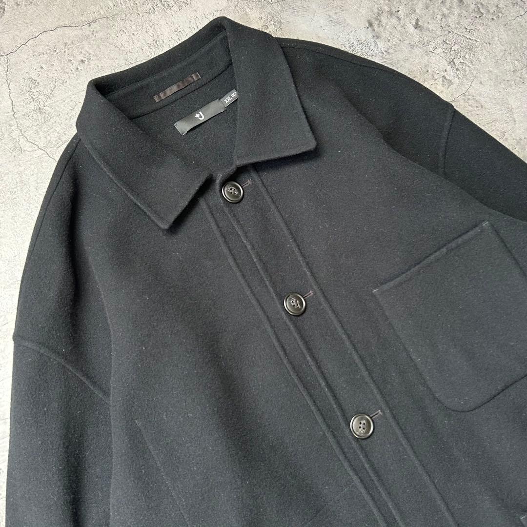 別注 +J ユニクロ ジルサンダー ウールブレンドオーバーサイズシャツジャケット