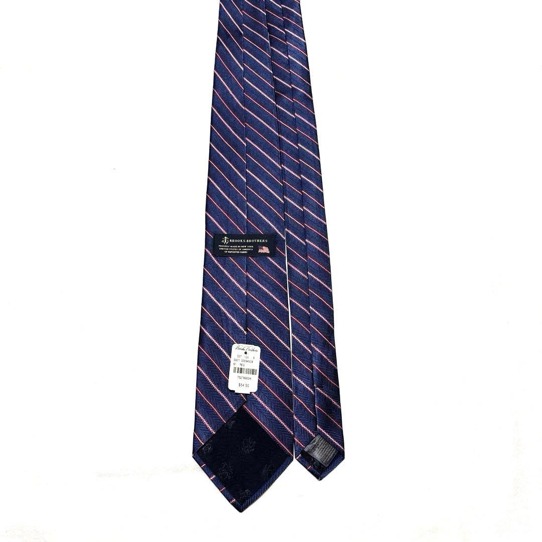新品タグ付　ブルックスブラザーズ　ネクタイ　ネイビー　ストライプ　USAタグ
