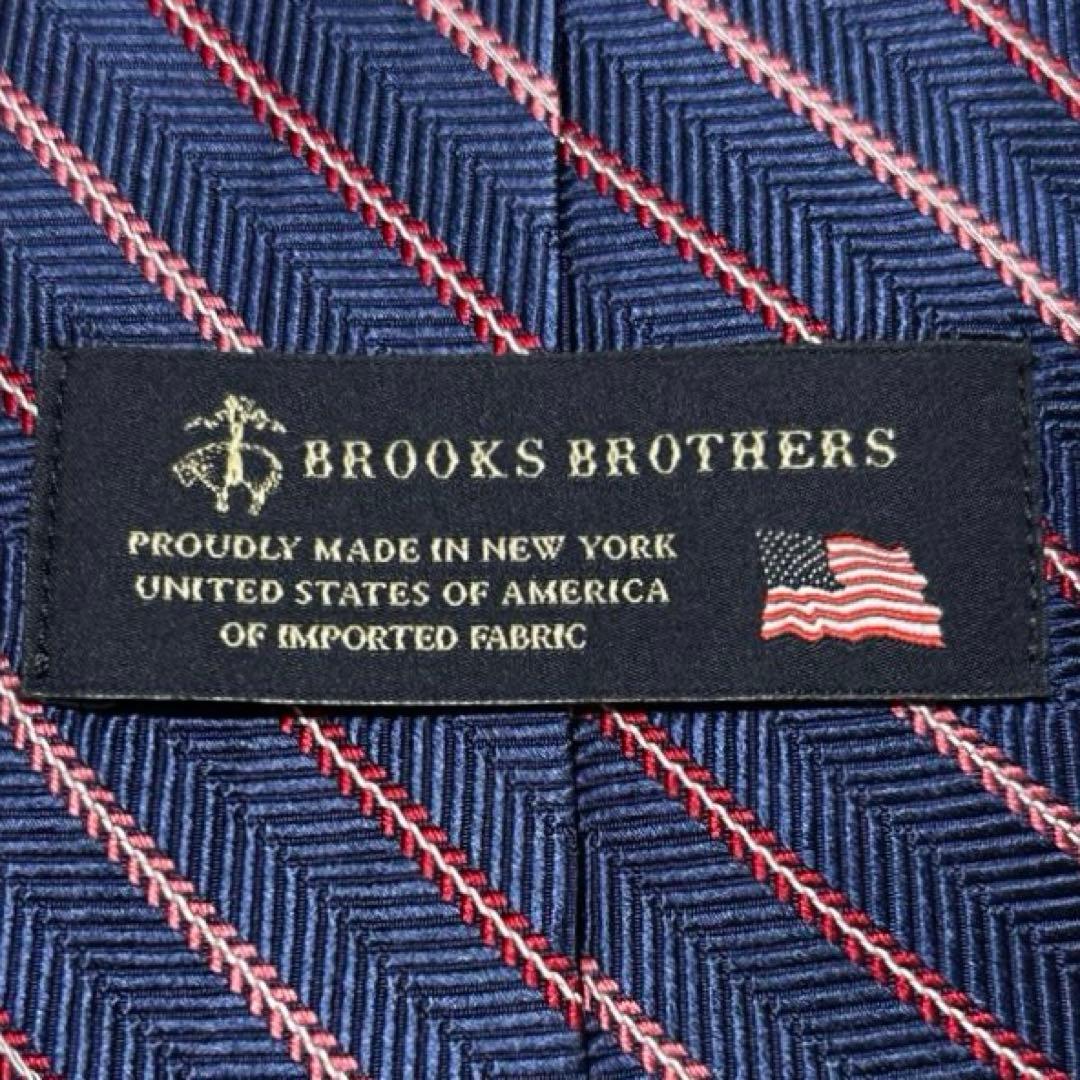 新品タグ付　ブルックスブラザーズ　ネクタイ　ネイビー　ストライプ　USAタグ