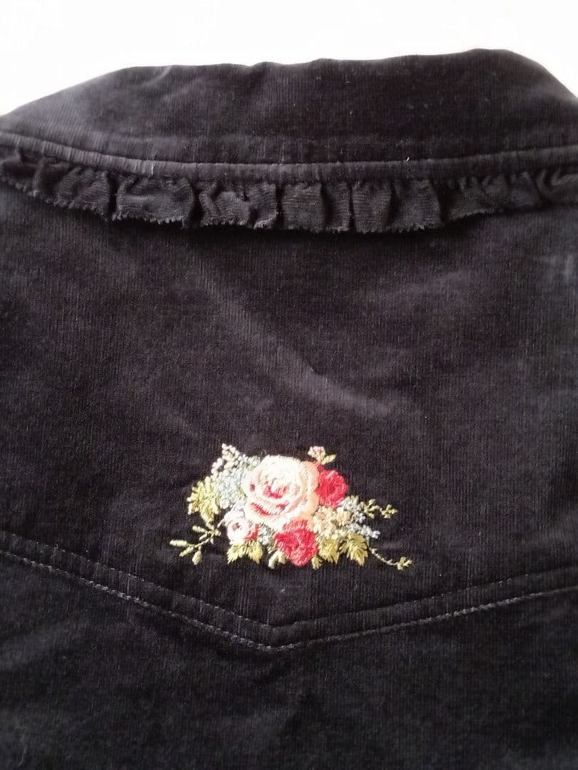 PINK HOUSE ピンクハウス コーデュロイ 薔薇 刺繍 ワンピース 黒