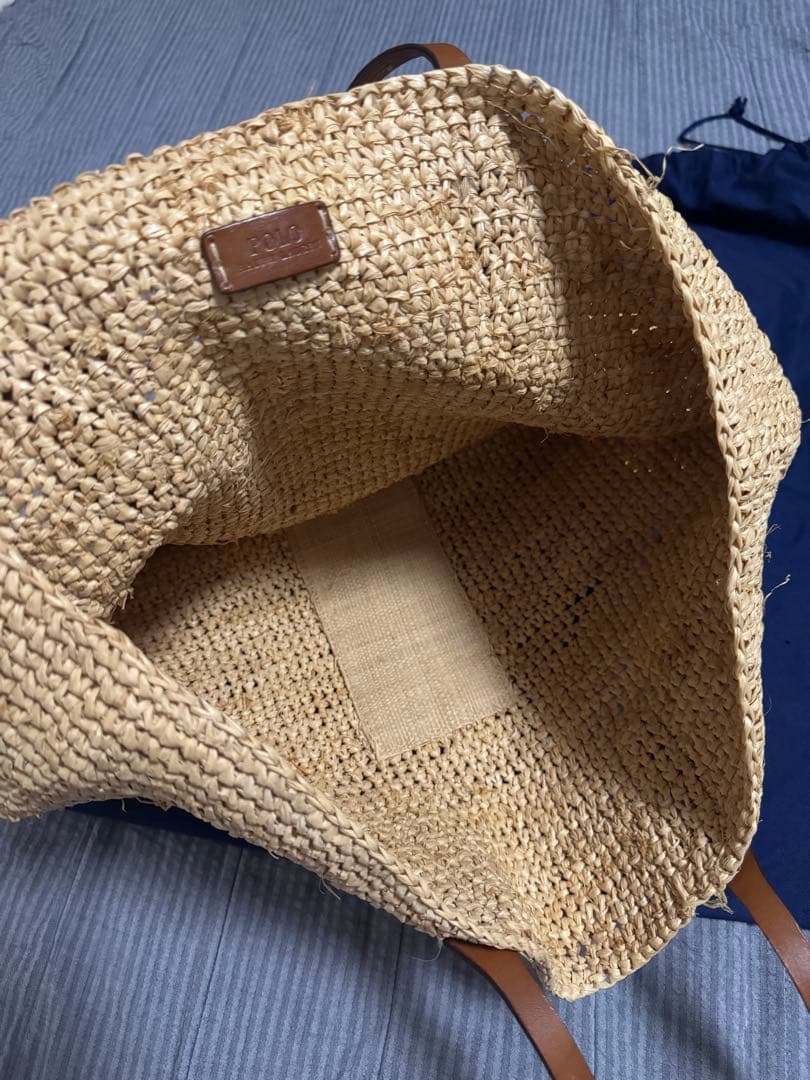 美品　ラルフローレン　ラフィアバッグ　かごバッグ