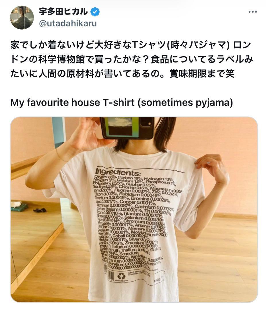 m*c様 宇多田ヒカル着用　ingredients（成分表示）Tシャツ　ロンドン