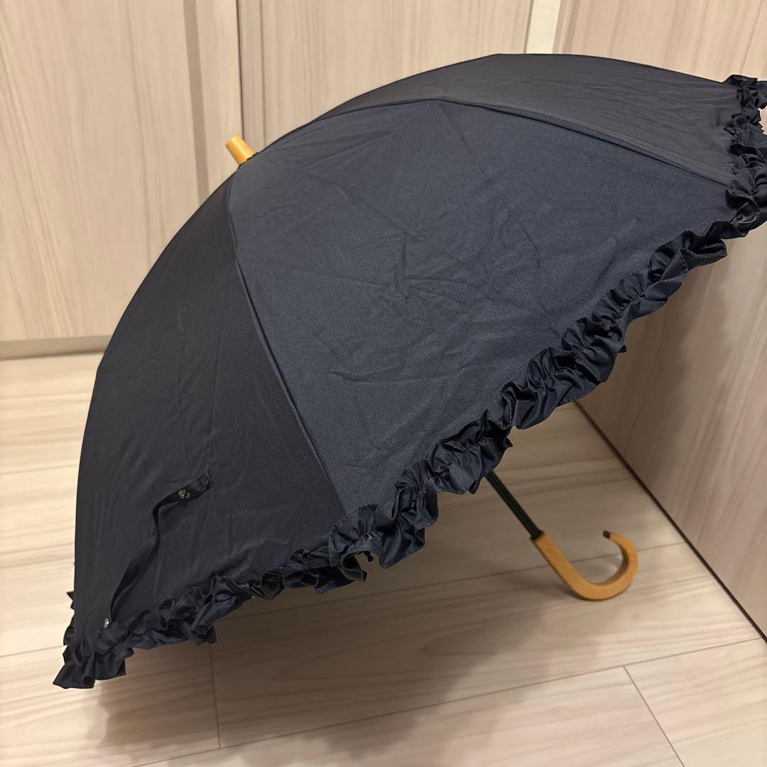 サンバリア100 フリル　2段折　ネイビー