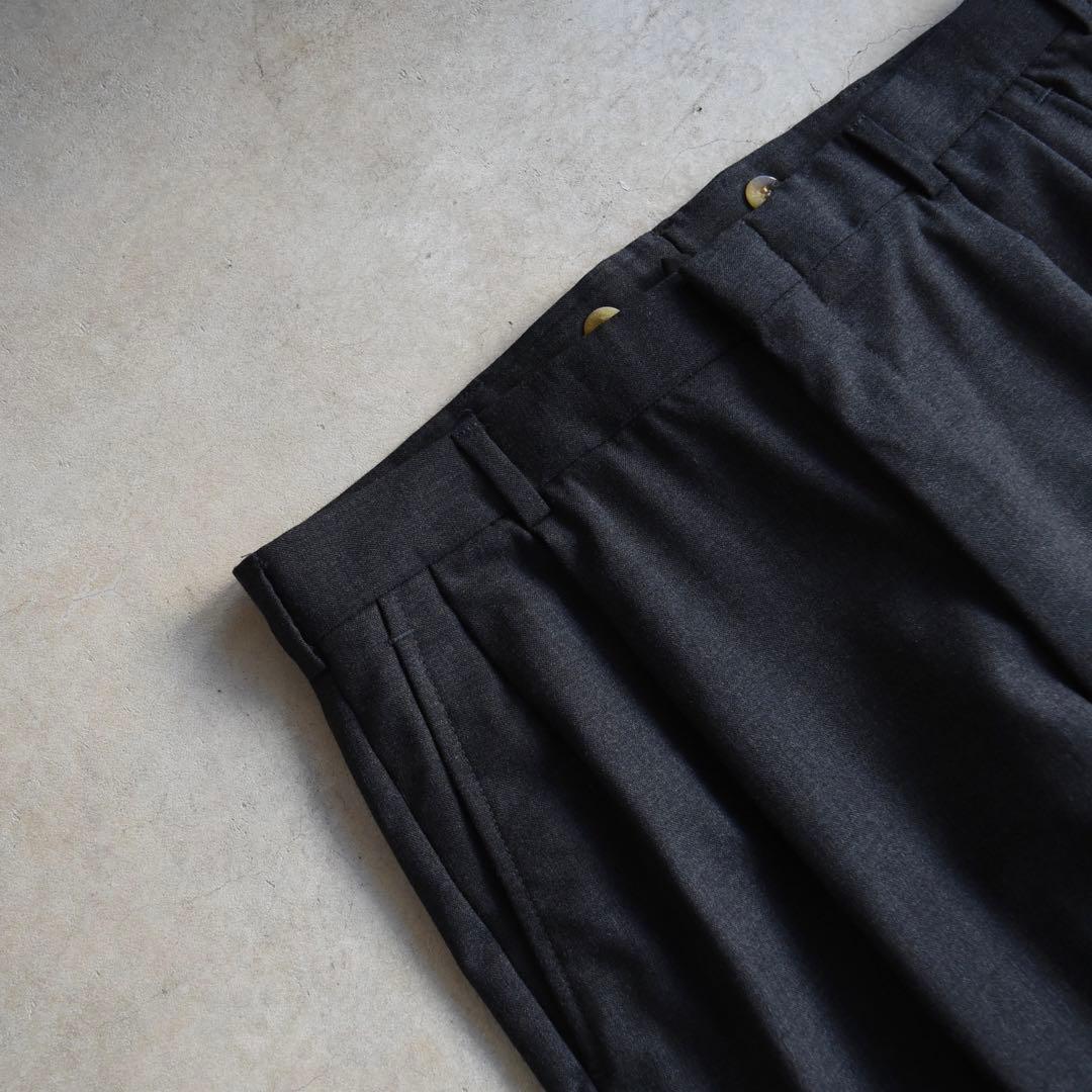 90s ランズエンド ウール ツータックスラックス チャコールグレーW34L30