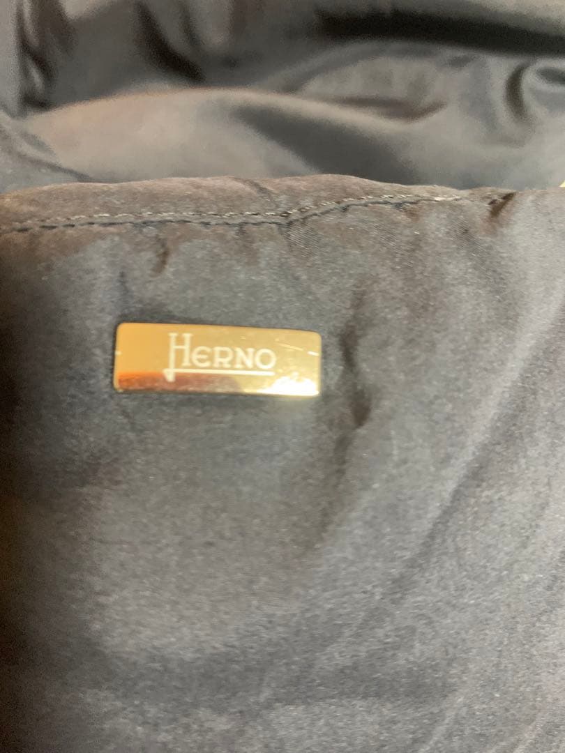 Herno ヘルノ 異素材切り替えダウンジャケット ブラック46サイズ