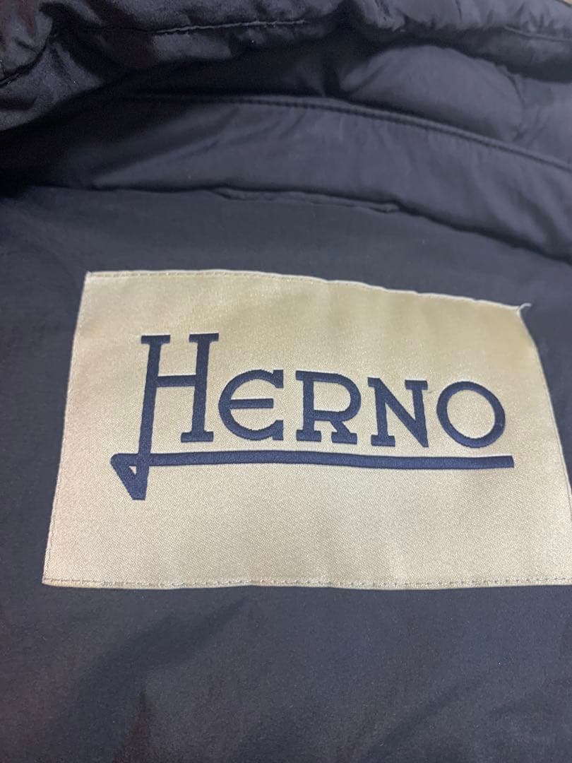 Herno ヘルノ 異素材切り替えダウンジャケット ブラック46サイズ