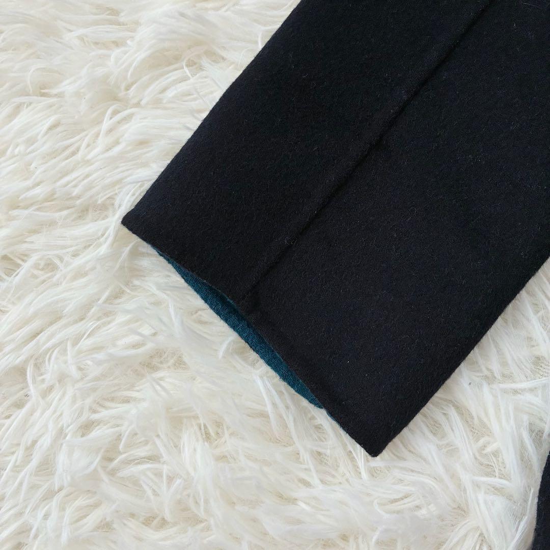 エンフォルド ウールリバーノーカラーコート バイカラー　36 コクーン