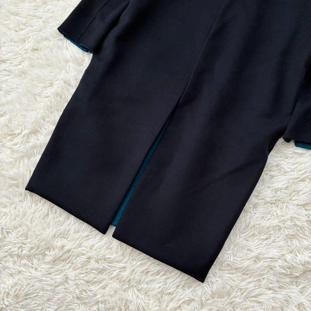 エンフォルド ウールリバーノーカラーコート バイカラー　36 コクーン