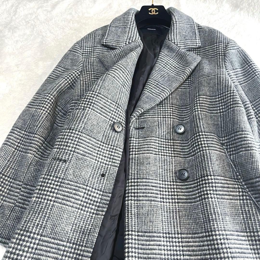 美品　フレームワーク　ダブルブレスト　ウール　チェスターコート　グレンチェック