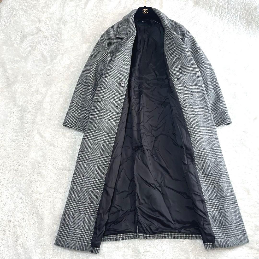 美品　フレームワーク　ダブルブレスト　ウール　チェスターコート　グレンチェック