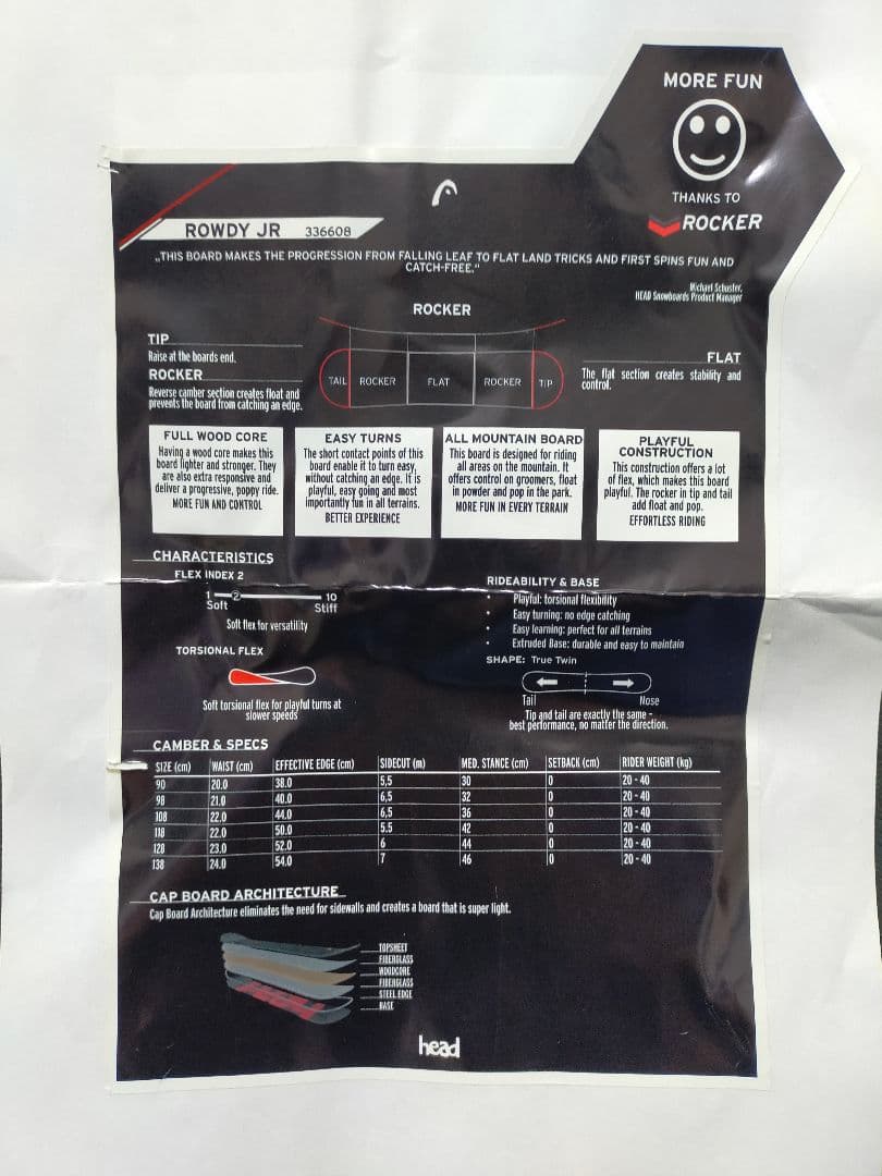 Head RowdyJR キッズ スノーボード 118cm【送料込み】ロッカー