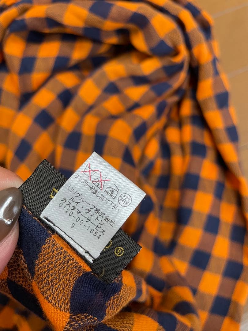 LOUIS VUITTON チェックストール オレンジ ネイビー