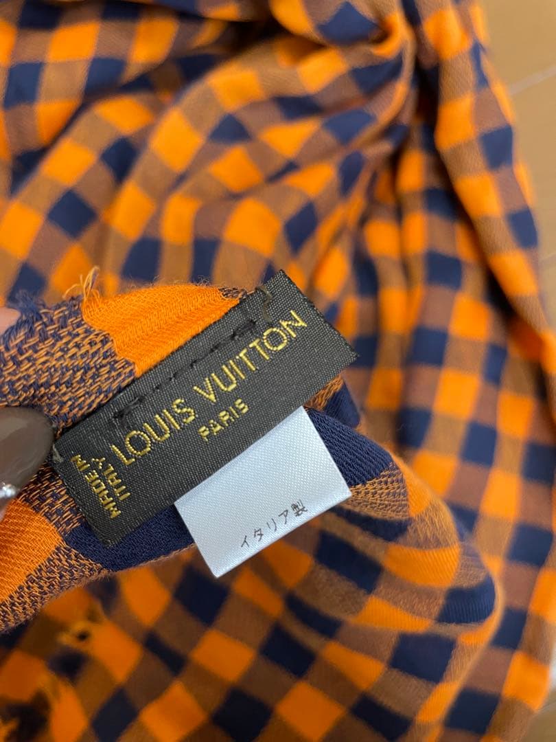 LOUIS VUITTON チェックストール オレンジ ネイビー