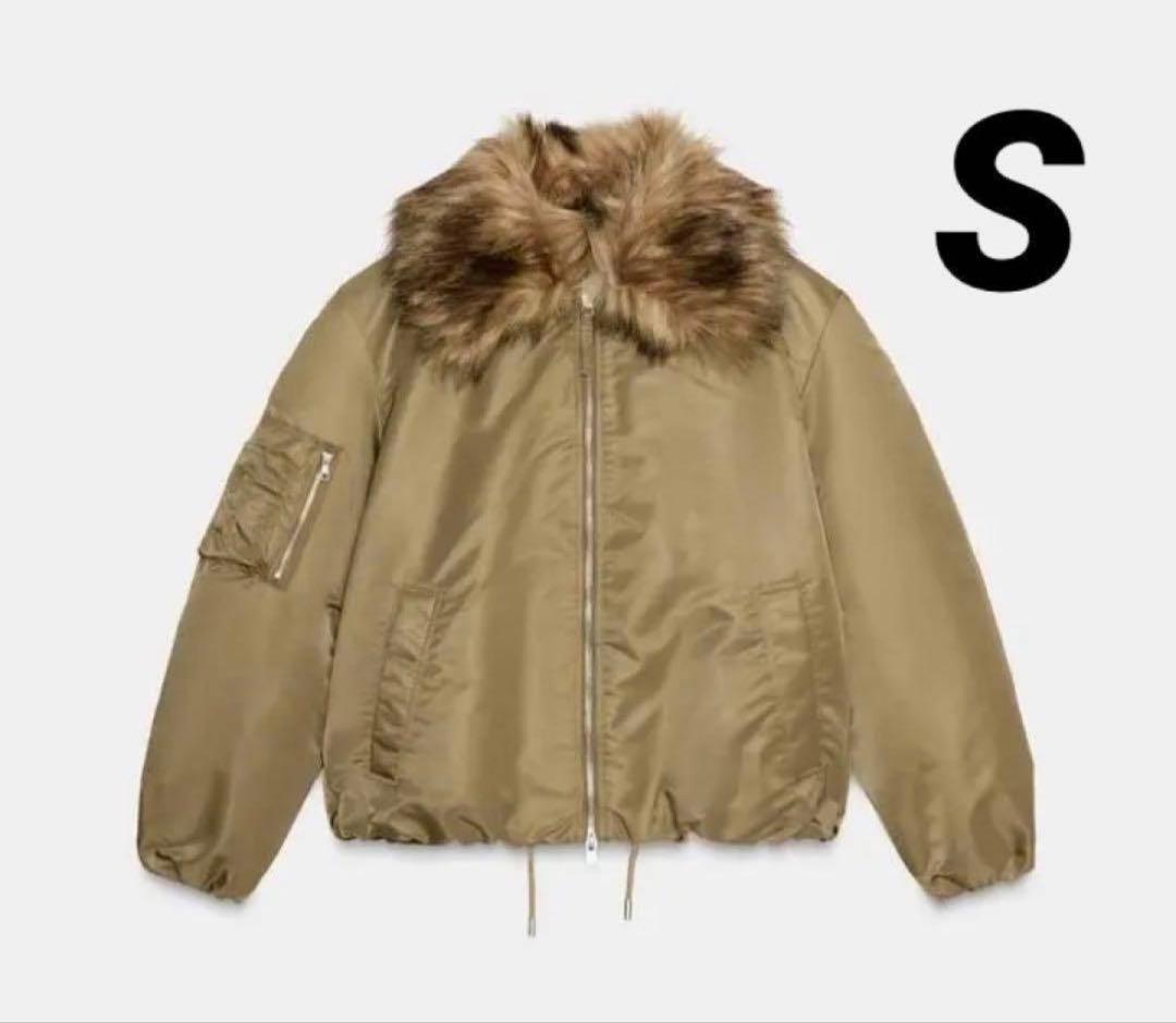 ZARA フェイクファー襟 ボンバージャケット ZW COLLECTION S