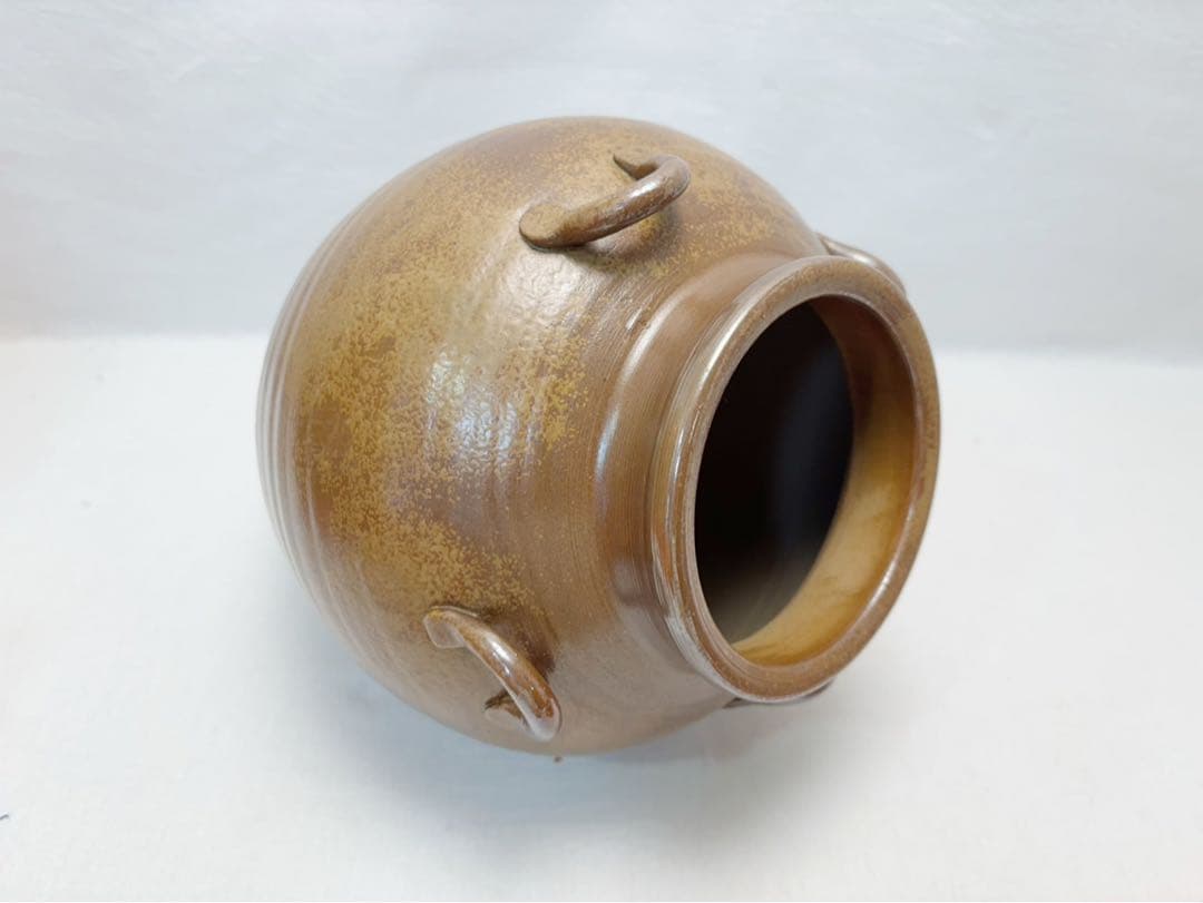 ほぼ未使用 茶道具 陶峰作 備前 茶壺 飾り壺 飾網紐付 陶印 陶印 共箱