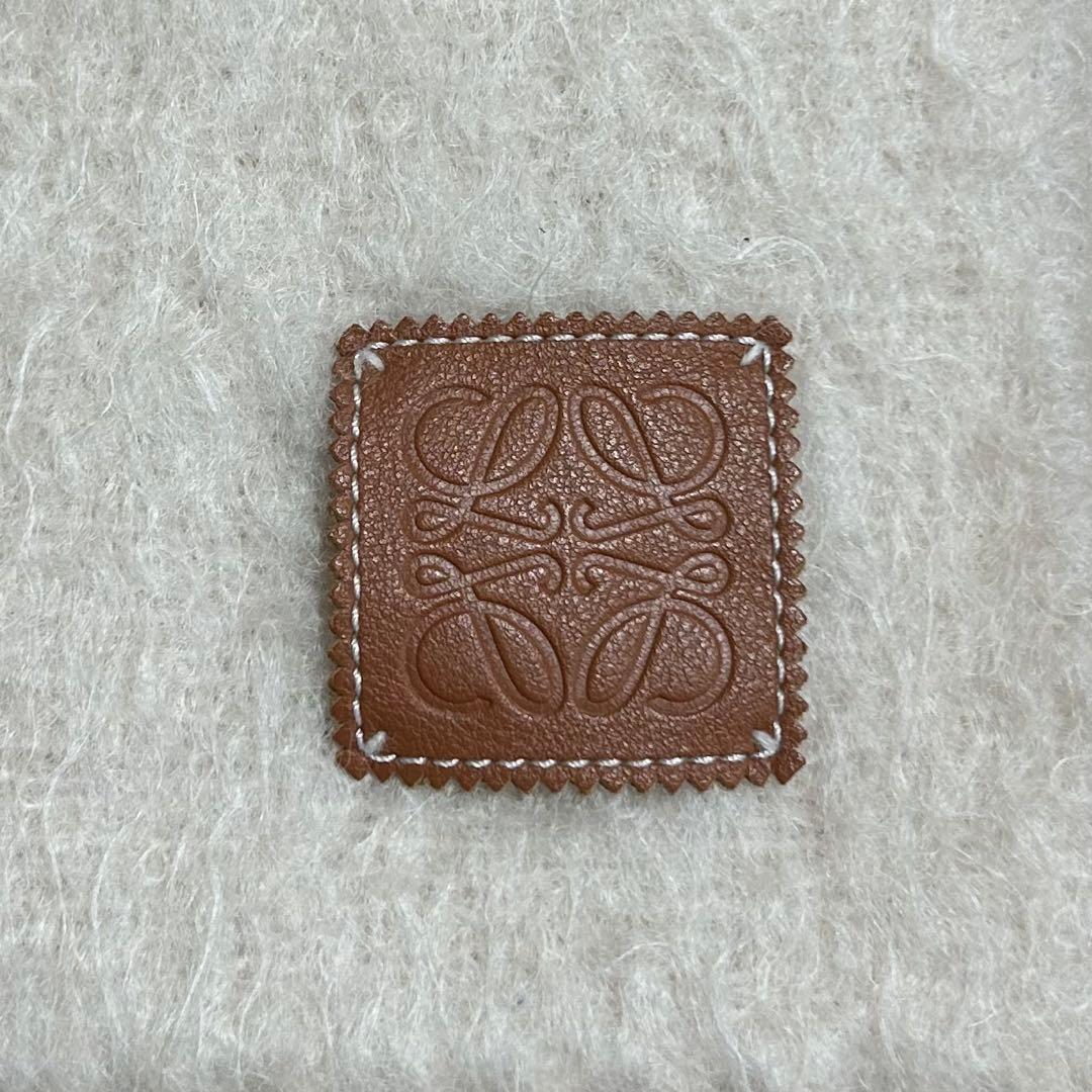 【美品】ロエベ LOEWE モヘア混 ウール マフラー 白 オフホワイト