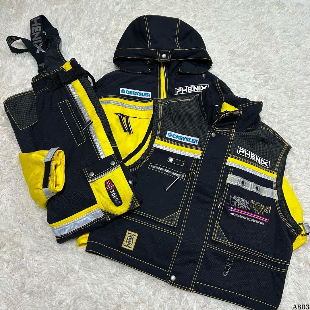 極美品 フェニックス スキーウェア ベスト L 黄色 3点セット FSG1026