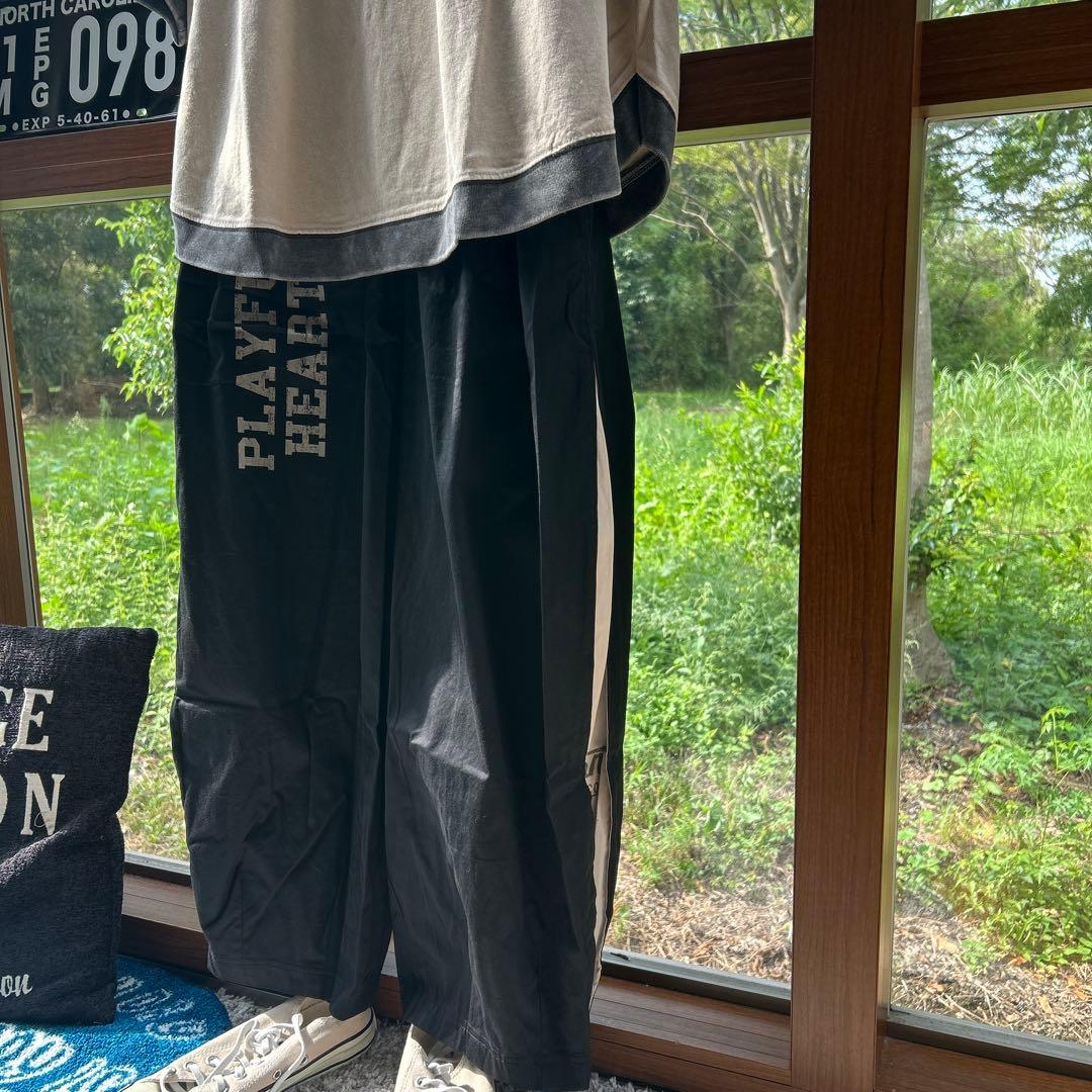 いろはサン IRIEY ツイル脇タックマルチロゴパンツ クロ ベージュ