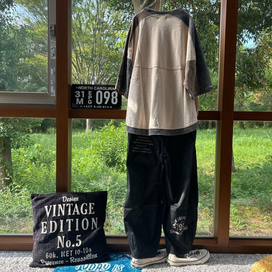 いろはサン IRIEY ツイル脇タックマルチロゴパンツ クロ ベージュ