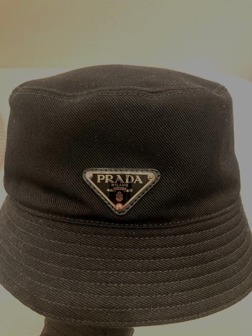 ［PRADA］ブラック バケットハット XL コットン
