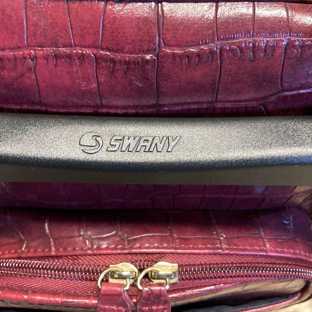 ✳️ SWANY スワニー キャリーバッグ クロコ 型押し 2way レッド